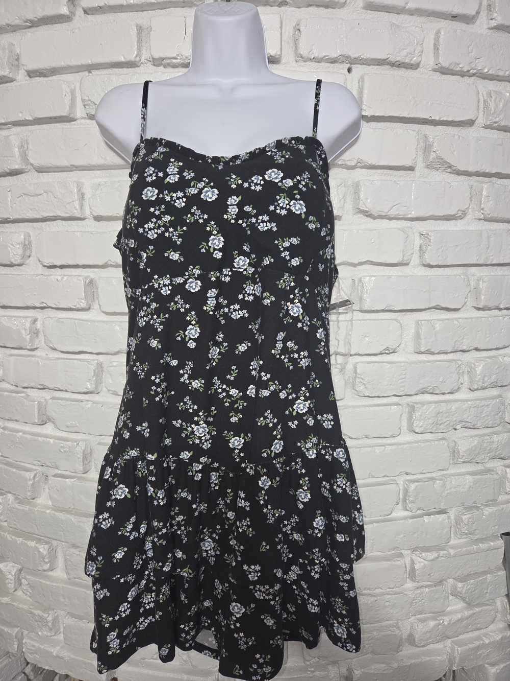 Fashion Nova Black Floral Spaghetti-Strap Dress